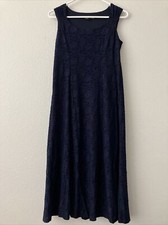 Susan Graver Pet Burnout Knit Sleeveless Midi Dress -Navy (sz XXSP) A600425