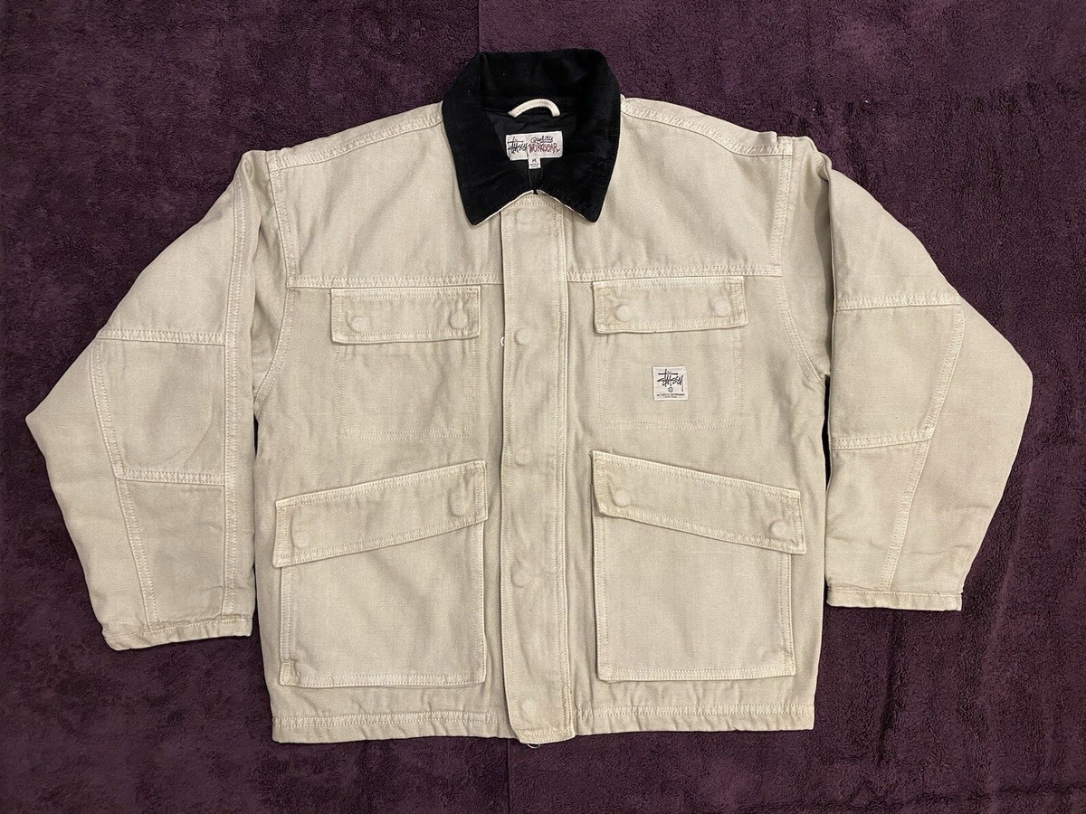 Stussy Washed Denim Canvas Shop Jacket, Color Bone Size M Stussy Washed Denim Canvas Shop Jacket, Color Bone Size M