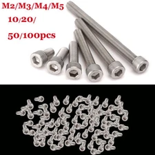 10/20/50/100x M2 M3 M4 M5 Stainless Steel Hex Bolt Socket Cap Screws Head DIN912