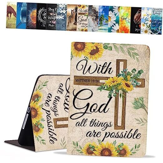 Christian Cross Bible Verse Case for Samsung Galaxy Tab S9 - Matthew 19:26