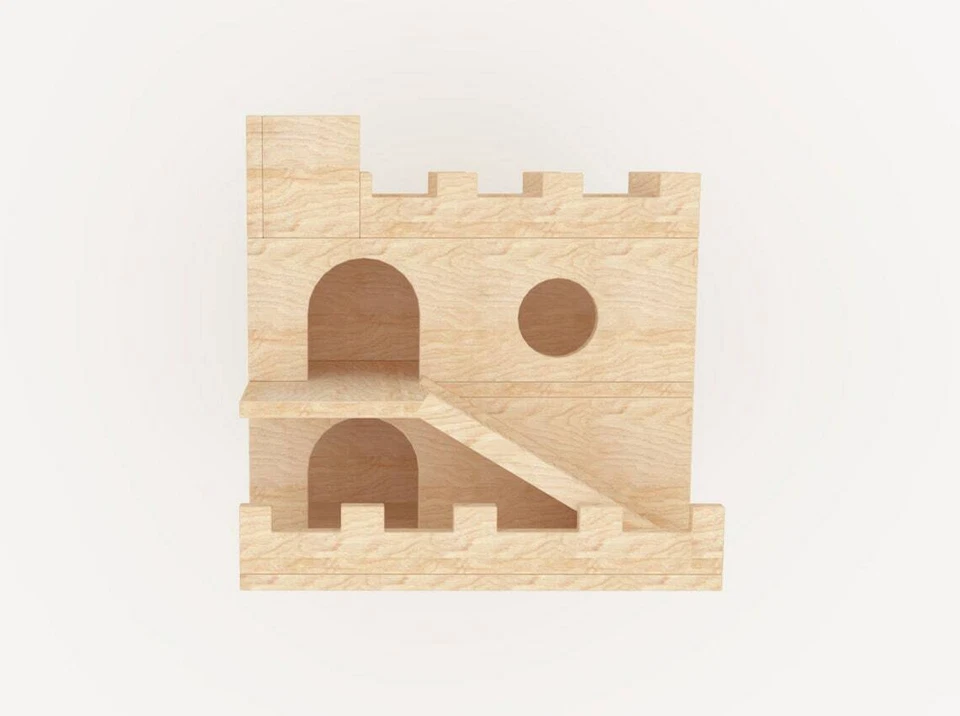 Castillo de dos niveles con rampa de escaleras Chinchilla casa refugio escondite cabaña pequeña Foto 4 de 4