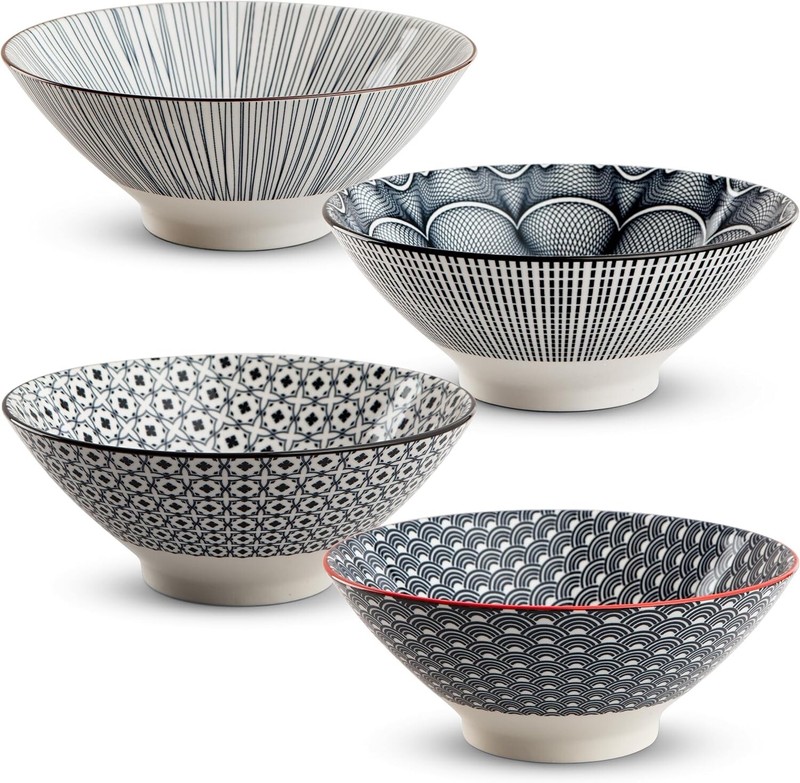 TOK Porcelain 9.5" Large Serving Bowls for Entertaining - Serving Bowls Set 
