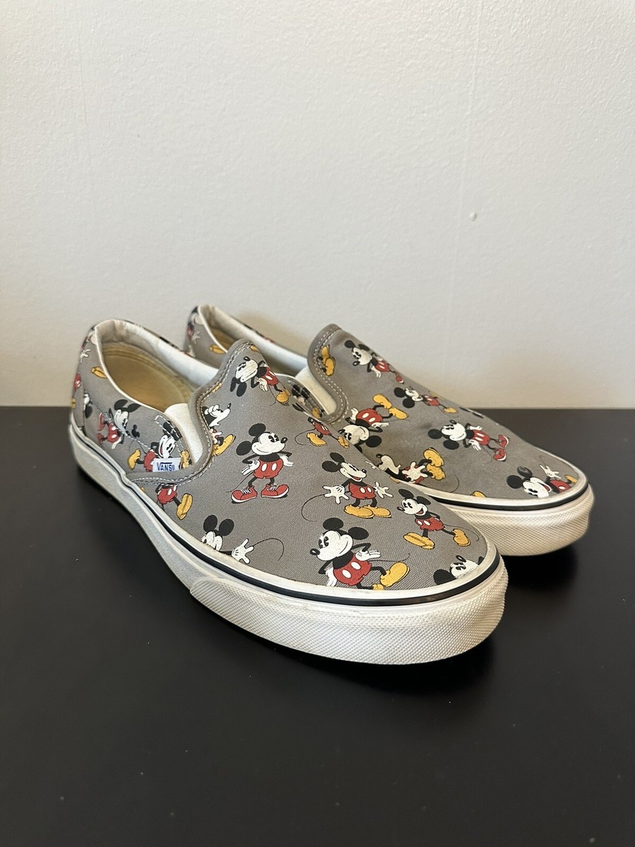 VANS X Disney Mickey Mouse Slip On Skate Shoes Gray Men display picture 1
