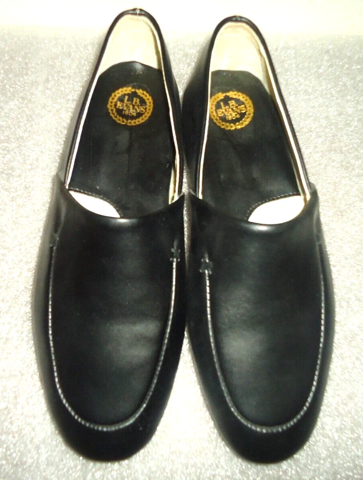 L.B. Zapatillas informales de cuero negras Evans Duke Opera para hombre talla 8,1/2 M Foto 3 de 4