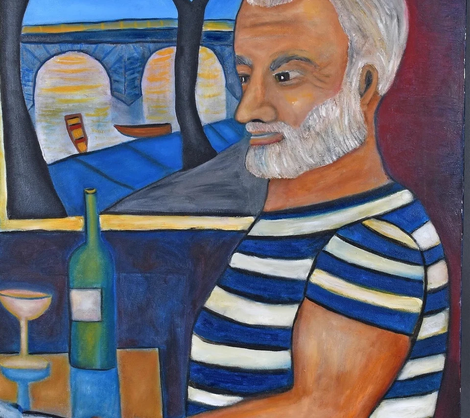 Эрнест Хемингуэй портрет искусства аутсайдер самоучка Питер Вуд подпись - Изображение 2 из 4