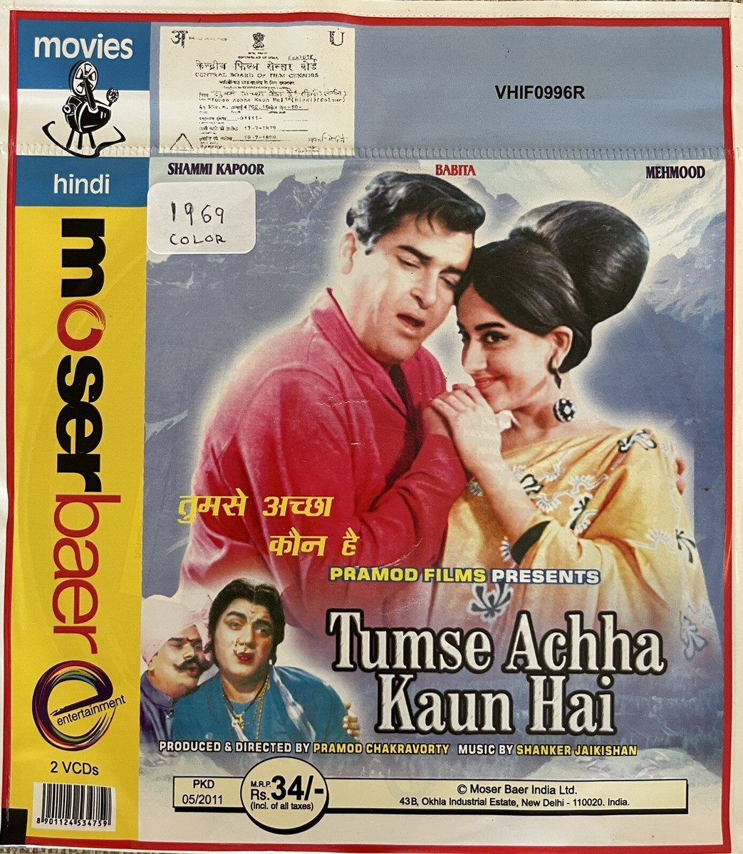 Tumse Achha Kaun Hai 1969 Color VCD Bollywood Hindi Movie Shammi