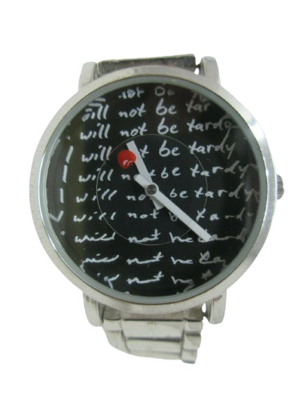 Charming Charlie Womens WATCH Novelty I Will Not Be Tardy Chalkboard Style Works