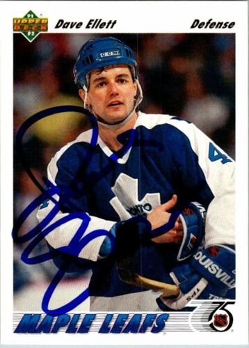 Dave Ellet Maple Leafs Hand Signed 19921-92 UD Hockey Card #196 NM-MT - 第 1/2 張圖片