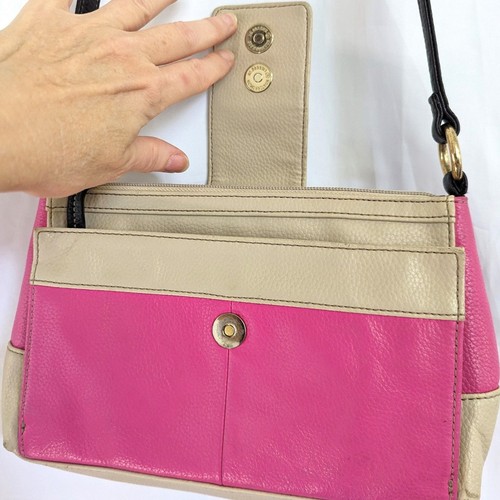 Tignanello Leather Pink and Tan Shoulder Crossbody Shoulder Bag - Picture 5 of 10