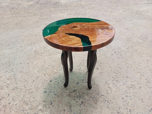 Epoxy Table, Live Edge Wooden Table , Epoxy Resin River Table, Round Natural Woo - Picture 8 of 18