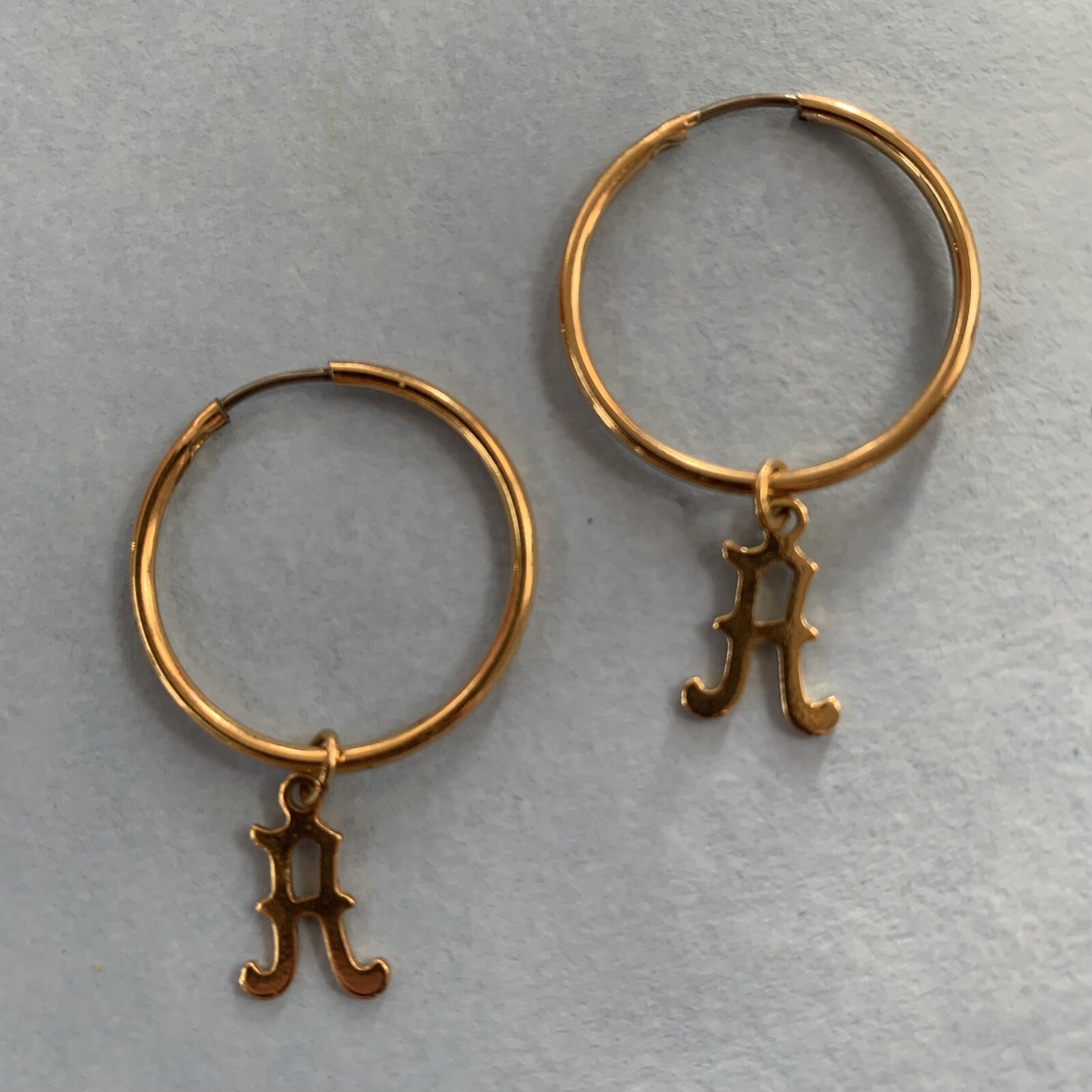 Hoop Earrings Letter A Initial Gold Tone 2 cm-image