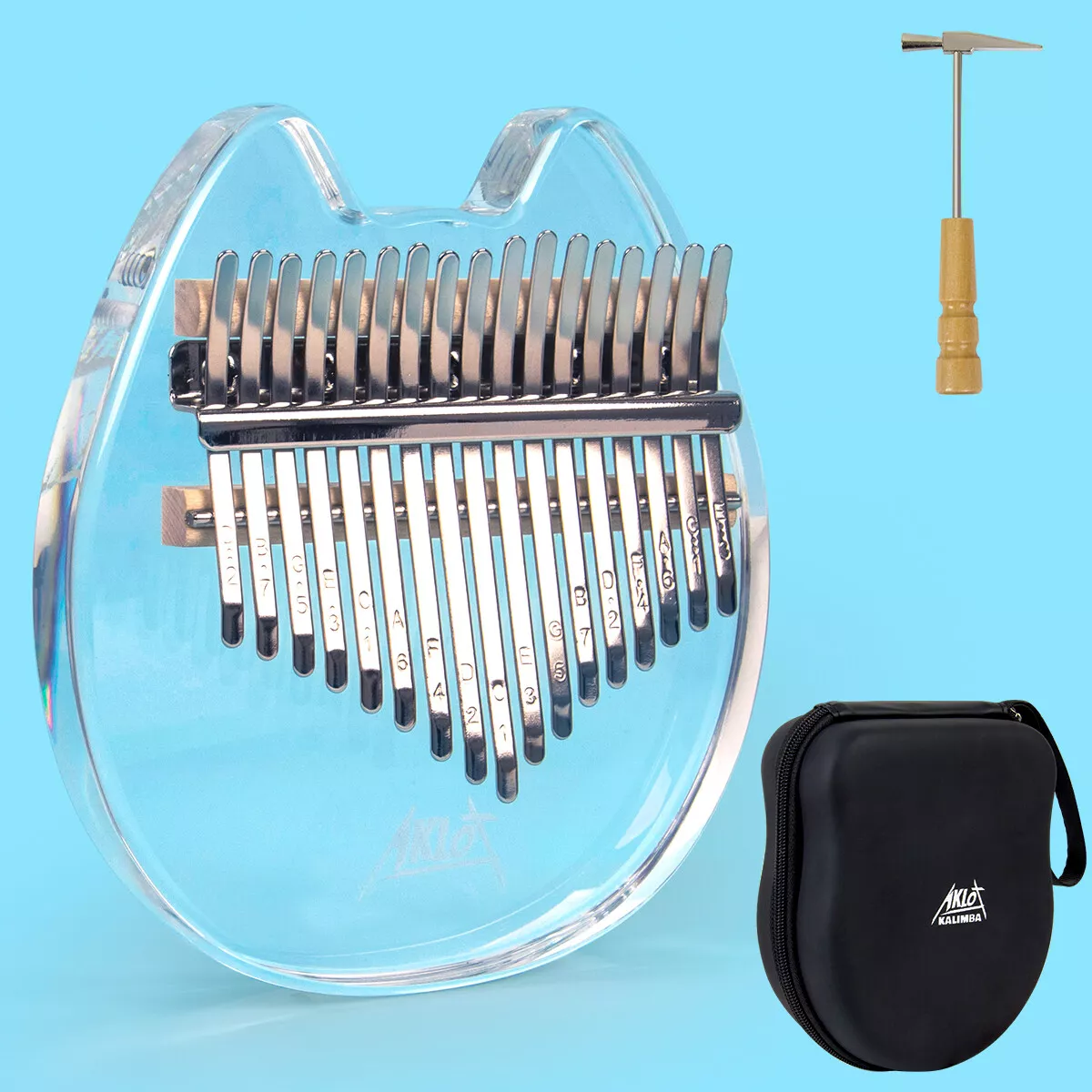 AKLOT Kalimba 17 Keys Transparent Acrylic Thumb Piano Note Carved