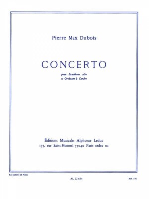 Concerto for Alto Sax and Piano Accompaniment Leduc Book NEW 048182023