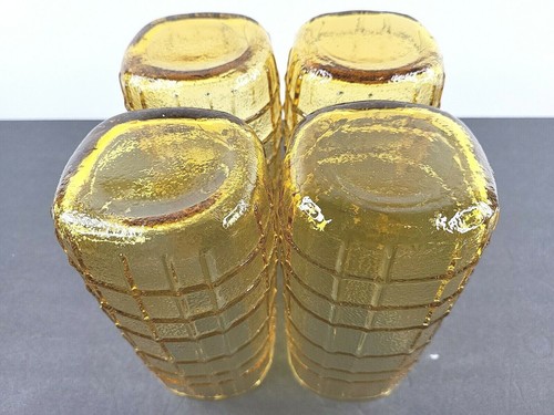 4 Anchor Hocking Topaz Tumblers Set Vintage Textured Lines Drinking Glasses Lot - 第 10/12 張圖片