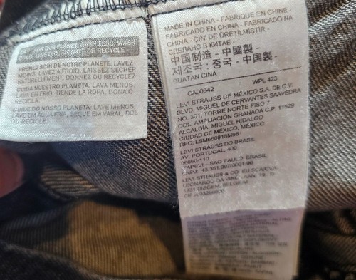 Levis Hybrid Denim Cotton Hooded Trucker Jacket Mens Size XL Black Wash Pockets - Bild 13 von 15