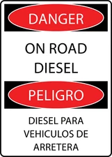 DANGER ROAD DIESEL PELIGRO DIESEL VEHICULOS 1 | Adhesive Vinyl Sign Decal