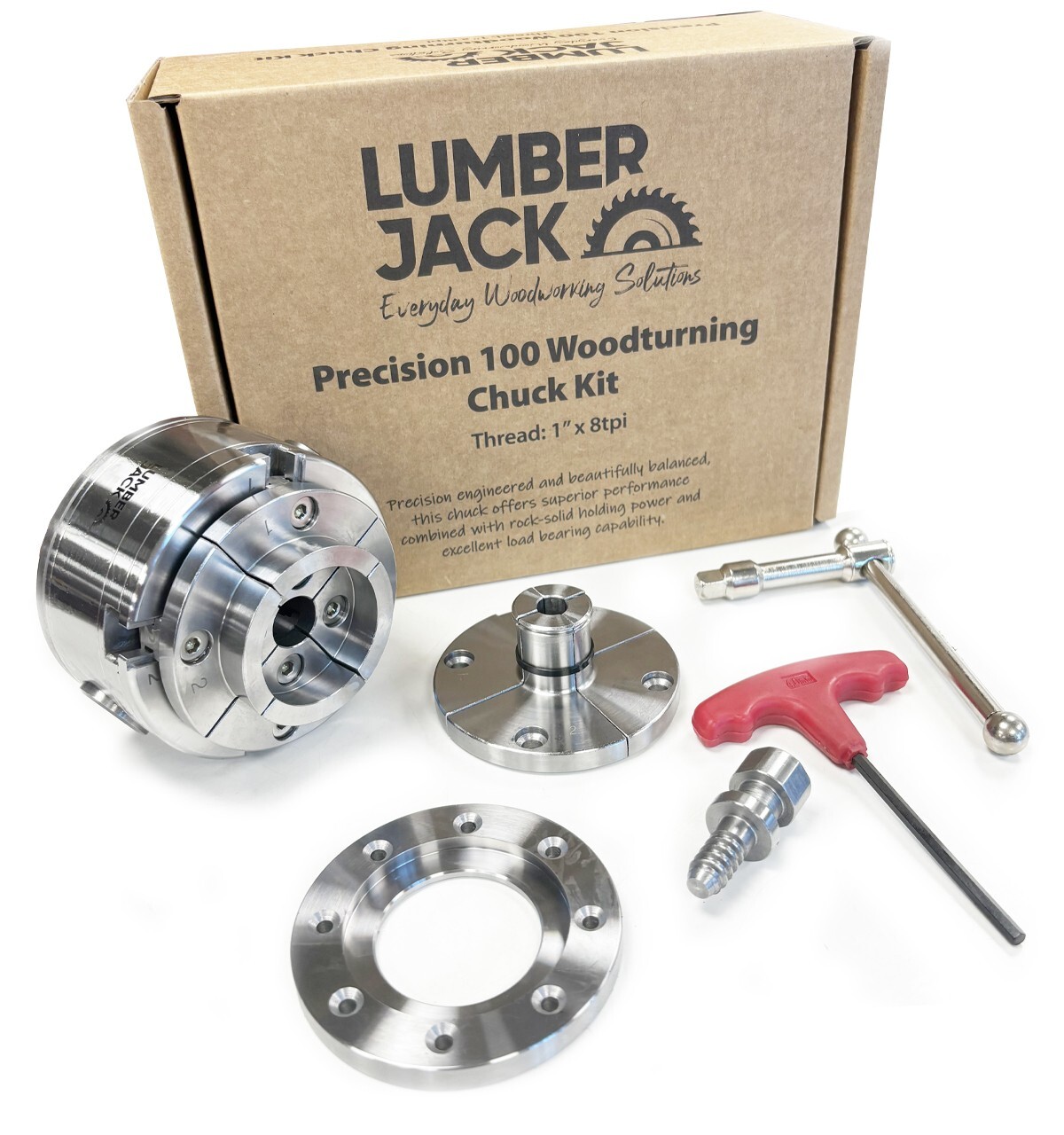 4 Jaw Lathe Chuck Set 95mm Self-Centering 1""x8 TPI Jaws Screw Chuck Steel Body