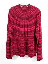 NWT KNOX ROSE Pullover Sweater Women XXL Burgundy Stripe Mock Neck Long Sleeve