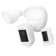 Ring Alarm Floodlight Cam Wired Pro HDR with Stick Up Cam Battery 3rd Gen White