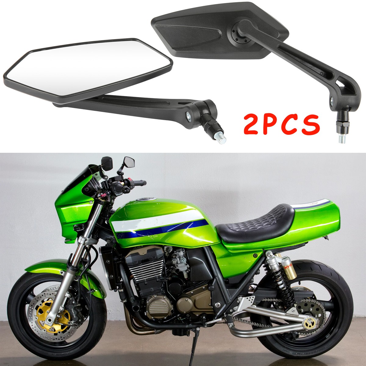 鏡 ea Pairs Side Mirrors Rearview 10mm 8mm Black For Kawasaki ZRX1200R