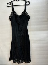Vintage Movie Star Sheer Nylon Black Nightgown Chemise Slip Size 36 Average Lace