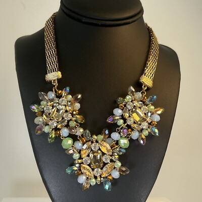 Natasha Accessories Statement Necklace Blue Crystals