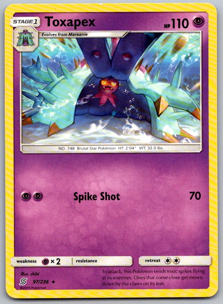 Toxapex 97/236 Rare Unified Minds Pokemon Near Mint