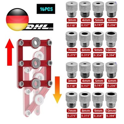 Präzises Bohrbuchsen-Set 3-10mm (16tlg) Edelstahl für Holzbearbeitung