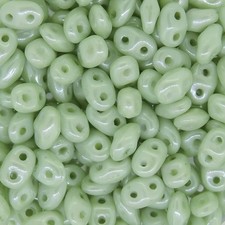 MiniDuo Beads Two Hole Seed Beads 4mm x 2mm Chalk Light Green Luster 8GM Tube