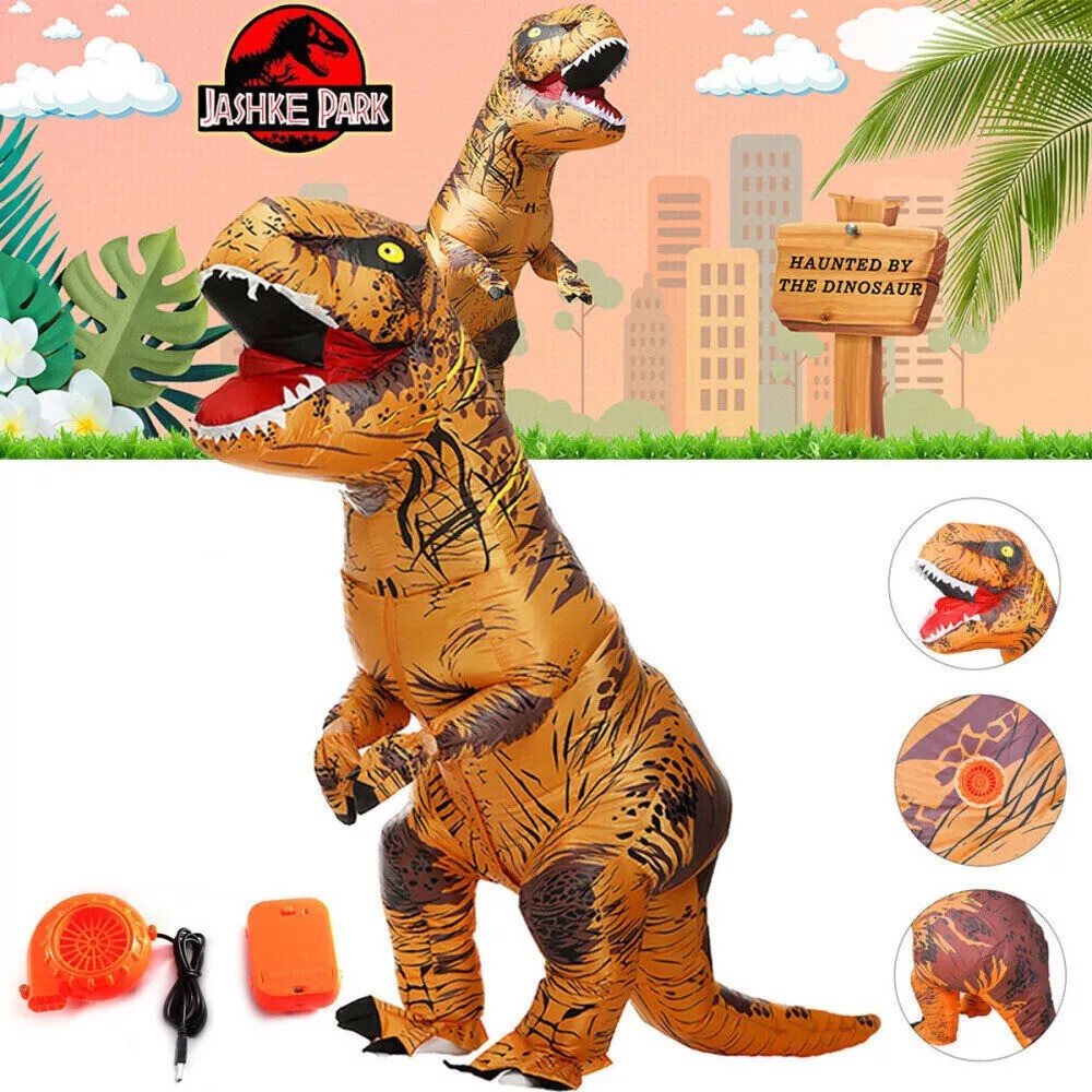Adulto Niños T-REX Dinosaurio Inflable Disfraz Traje Fiesta Juegos con disfraces Halloween