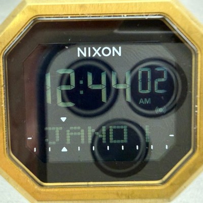 Nixon Siren SS Digital Watch Women 37mm Gold Tone Chrono Octagon