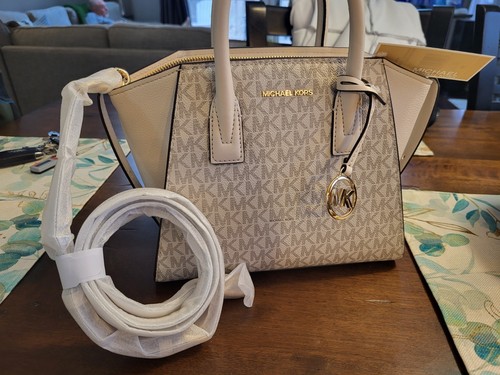 MICHAEL KORS AVRIL SM ZIP CROSSBODY SATCHEL SCHULTERTASCHE HANDTASCHE MK LT CREME LOGO - Bild 11 von 11