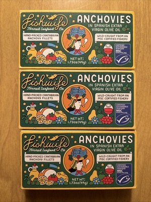Fishwife Tinned Seafood Co. Cantabrian Anchovies 3-Pack (1.73 oz each)