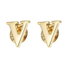 2Pcs Letter V Lapel Pins Initial Alphabet Lapel Collar Pins for Shirt Dress Gold