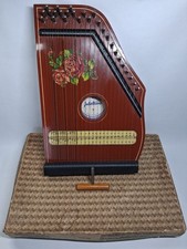 DDR Vintage Musikinstrument alte Zither Konzert Salon Harfe Jubeltöne Rosenmotiv