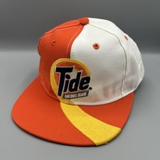 Vintage Tide Racing Team NASCAR Hat Cap Snap Back Trucker Swirl Orange USA Made