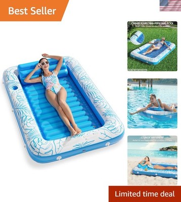 Spacious 71  Inflatable Tanning Pool with Cup Holder - Stay Relaxed & Cool