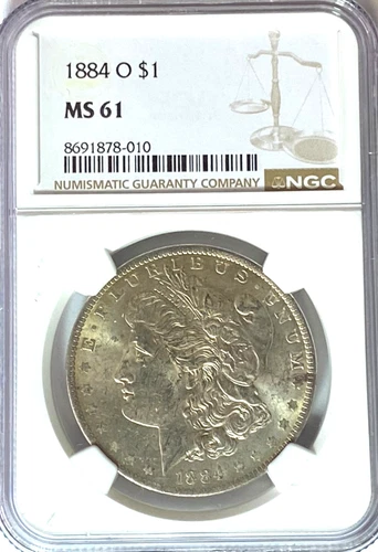 1884 O $1 Morgan Silver Dollar MS61 NGC Uncirculated New Orleans