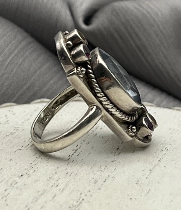 Nicky Butle 925 Sterling Silver Quartz NB Ring 11G / Sz 7 - Image 3 of 4