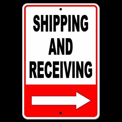 Shipping And Receiving Arrow Right  Metal 8'' x 12'' Sign SI032