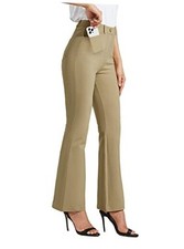 Women's Yoga Dress Pants Bootcut Stretch Work Large Khaki Regular 30 Inches