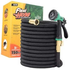  with 8 Function Nozzle, 150FT - Lightweight Expandable Garden 150ft Black