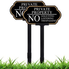 Large Private Property No Soliciting Yard Sign - Elegant Black with UV Protec...