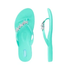 Oka B Ryann Star Fish Embellished Flip Flops Sea Glass Beach Vacation Size 7
