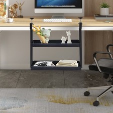 Desktop or Under-Desk Shelf Clamp-on 2-Tier Shelving W/ Adjustable Storage Tray