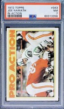 1972 Topps Football #343 Joe Namath IN ACTION New York Jet PSA 7 NM Trading Card