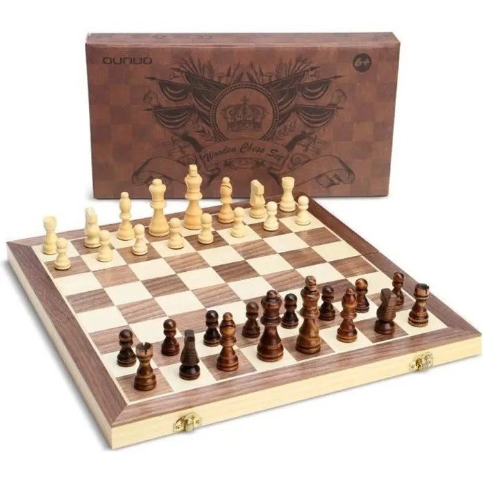 Échiquier en bois magnétique 39x39 cm avec pièces pro de haute qualité