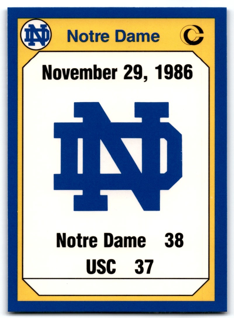 1990 Collegiate Collection Notre Dame 1986 USC Notre Dame Fighting Irish #197