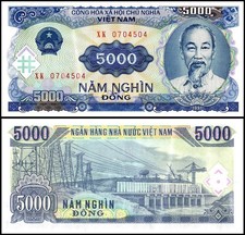 Vietnamese Currency 5000 Vietnam Dong, 1991, P-108, UNC