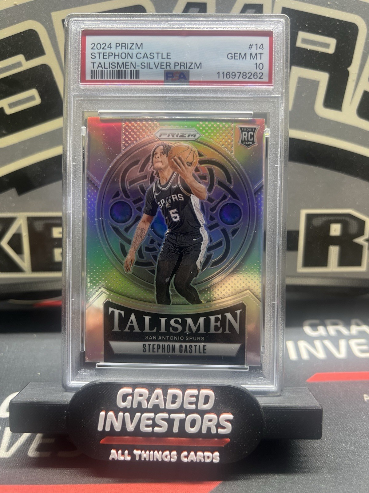 2024-25 Panini Prizm Stephon Castle Talismen Silver Psa 10 SPURS RC